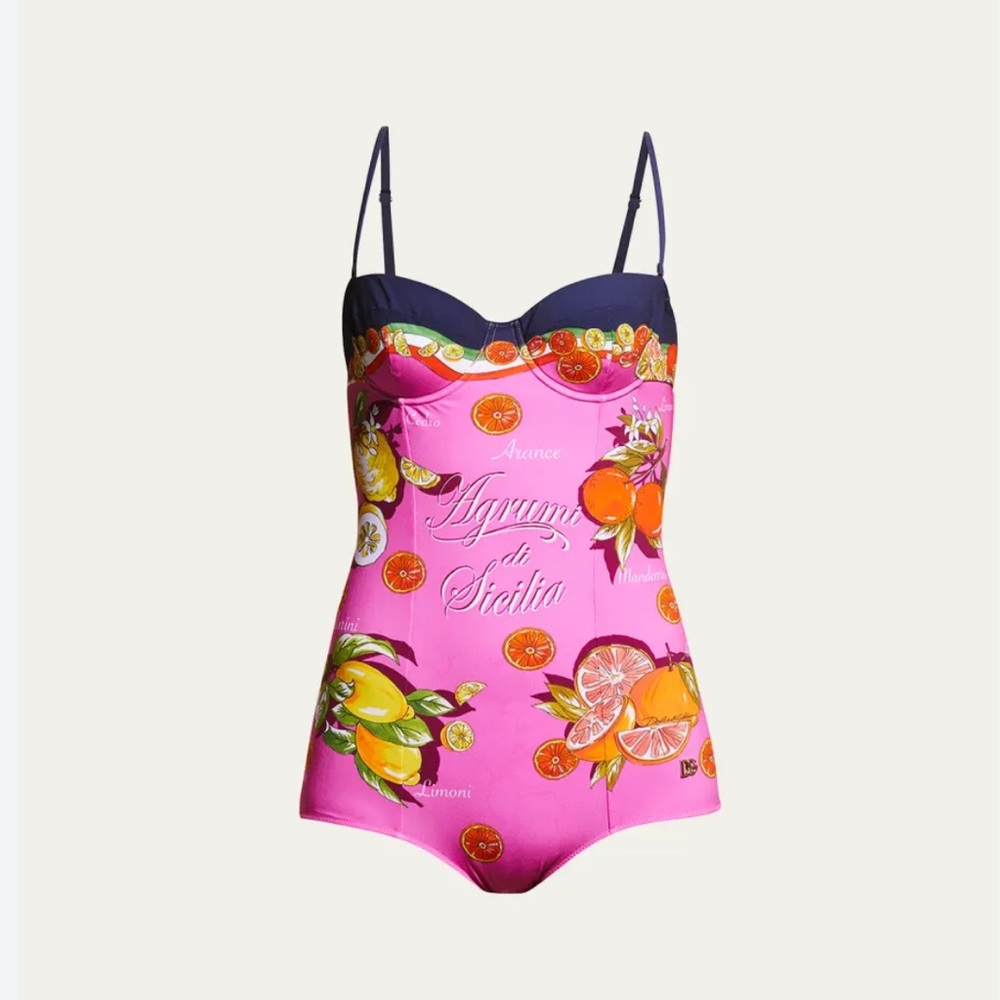 Rare DOLCE&GABBANA Citrus Bustier One-Piece Swimsuit size 2
